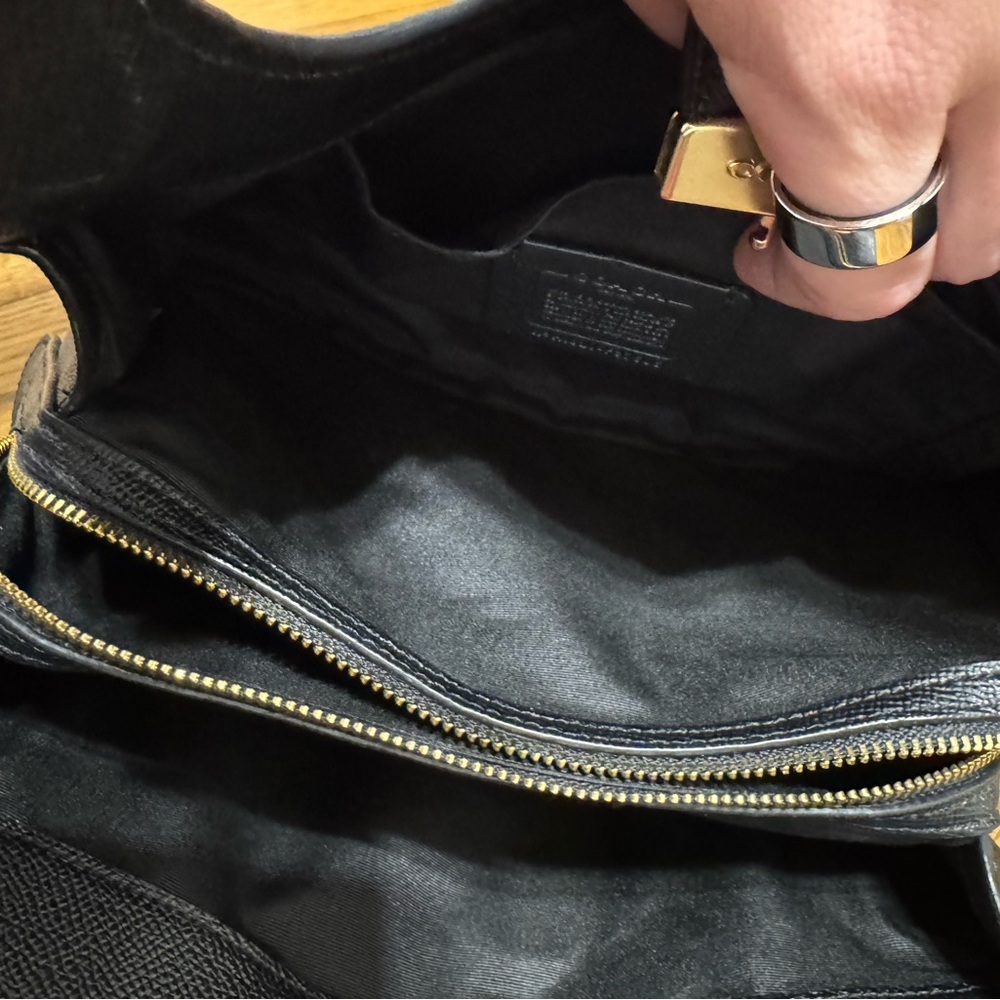 Coach Black Leather Shoulder Bag with Gold Hardware - Picture 8 of 11